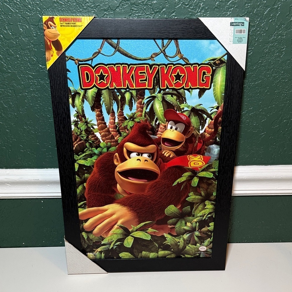 NEW! Nintendo Donkey Kong Framed Poster Art Wall Decor
